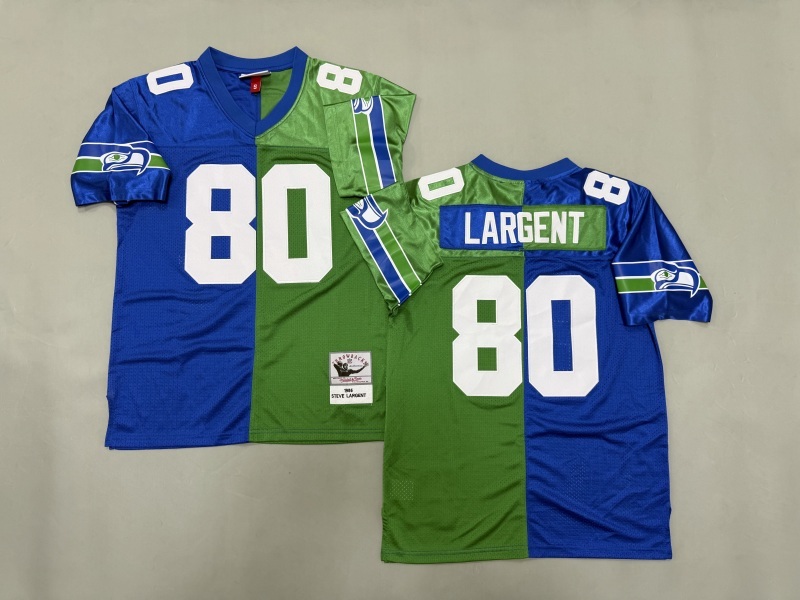 Men 2025 Seattle Seahawks #80 Largent blue green Throwback Limited NFL Jersey style 001